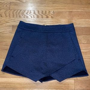 Aqua Navy Asymmetric Skort in Denim Pattern Medium